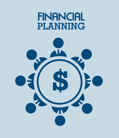 financial planning illustration over blue  background. vector illustrationのイラスト素材