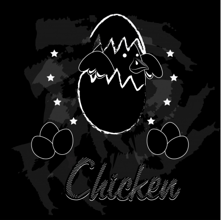 chicken design over black  background vector illustrationのイラスト素材