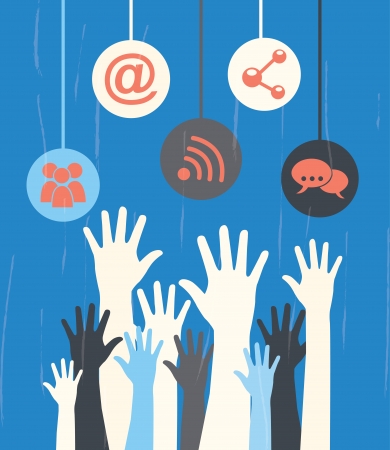 social media over  background vector illustration のイラスト素材