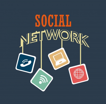 social network over blue  background vector illustration のイラスト素材