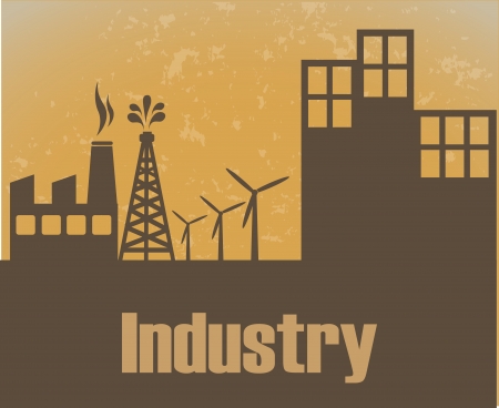 industry design over sunset  background vector illustration のイラスト素材