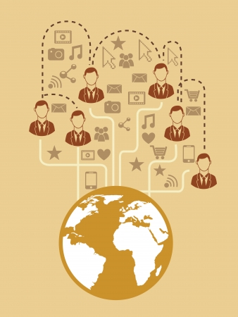 social media over  cream background vector illustration のイラスト素材