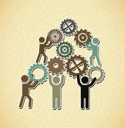 teamwork design over pattern background vector illustration のイラスト素材
