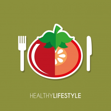 healthy lifestyle over green background vector illustrationのイラスト素材