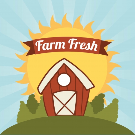 farm fresh label over sky background vector illustrationのイラスト素材