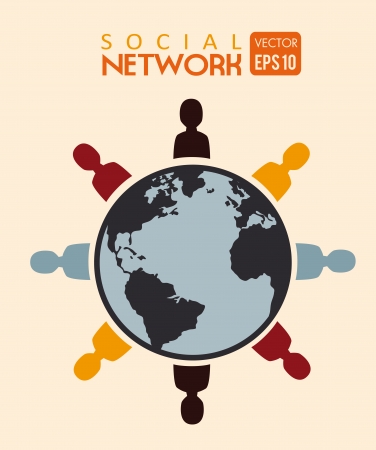 social network over pink background vector illustrationのイラスト素材