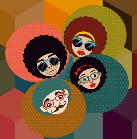 afro style design over pattern background vector illustration のイラスト素材