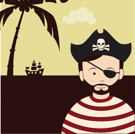pirate design over landscape  background vector illustrationのイラスト素材