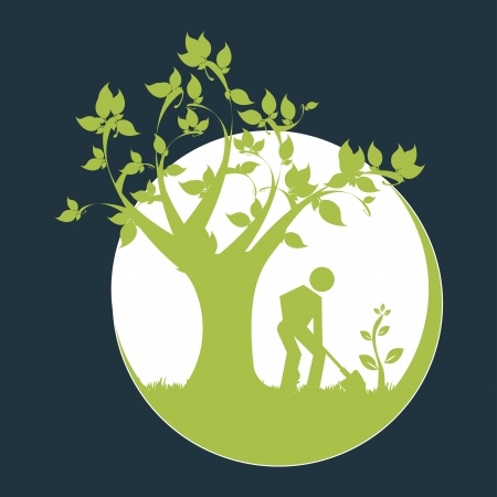 eco design over blue  background illustration のイラスト素材