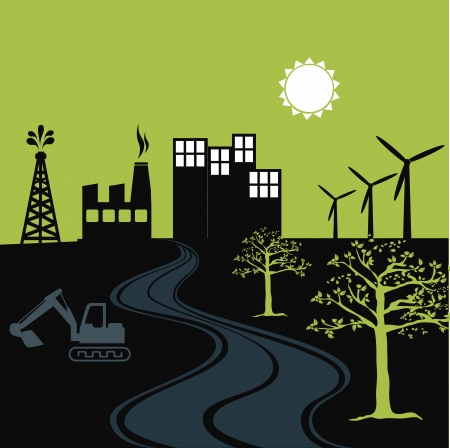 eco design over green background illustration のイラスト素材