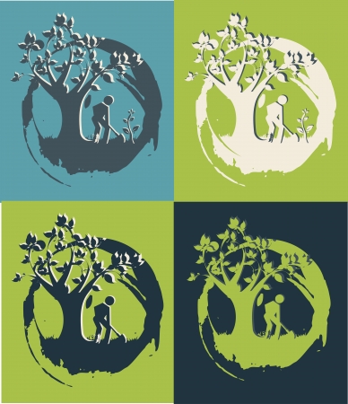 eco design over  colors background illustration のイラスト素材