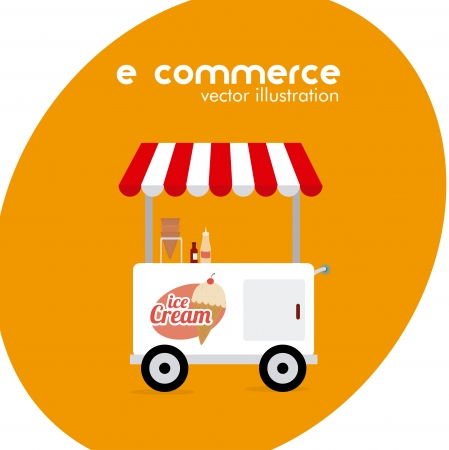 ecommerce design over  orange background. vector illustrationのイラスト素材