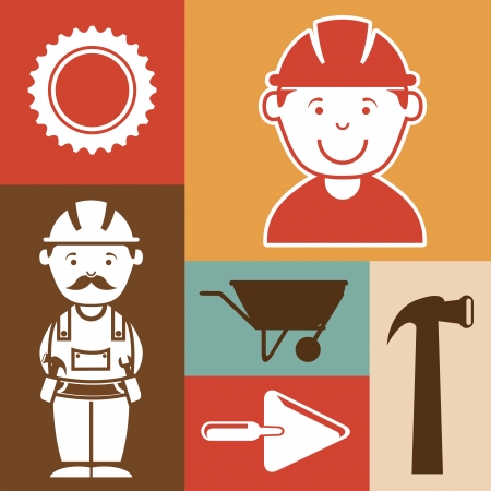 industrial workers over colors background vector illustrationのイラスト素材