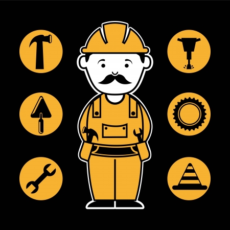 industrial workers over black background vector illustrationのイラスト素材