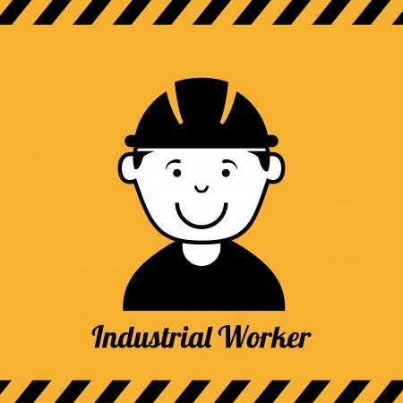 industrial workers over orange background vector illustrationのイラスト素材