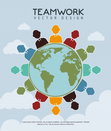 teamwork design over  blue  background vector illustration のイラスト素材
