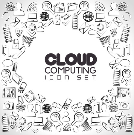 cloud computing over white  background vector illustrationのイラスト素材