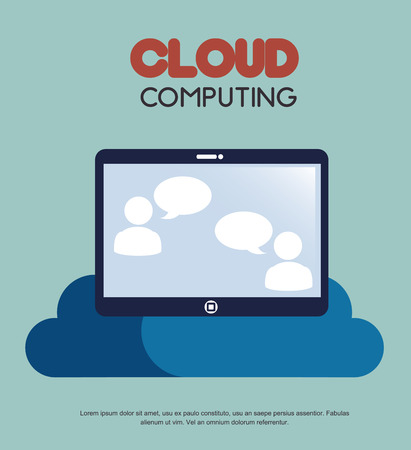 cloud computing over blue  background vector illustrationのイラスト素材