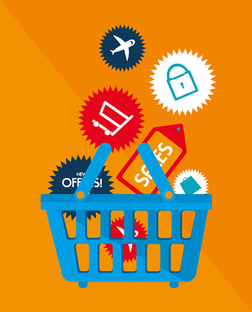 shopping design over  orange background vector illustrationのイラスト素材