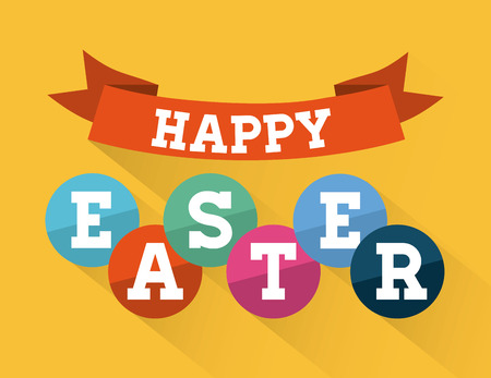 happy easter over orange background vector illustrationのイラスト素材