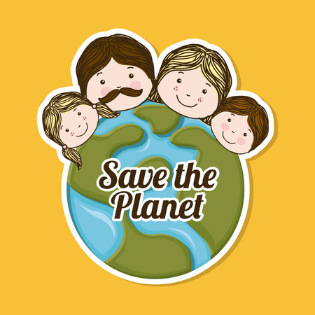 earth design over orange background vector illustrationのイラスト素材