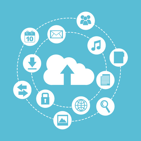 cloud computing over blue  background vector illustrationのイラスト素材