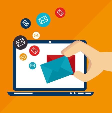 digital design over orange background vector illustrationのイラスト素材