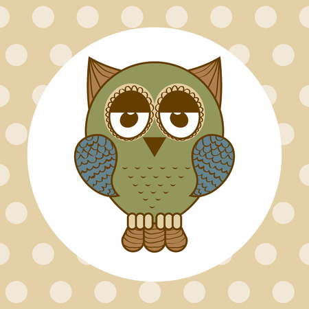 owl design over dotted background のイラスト素材