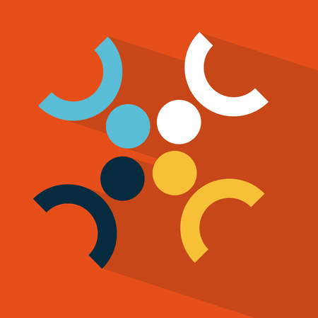 teamwork design over orange background のイラスト素材