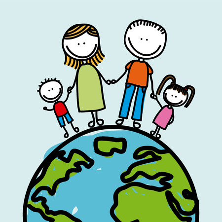 family design over  blue   background vector illustration  のイラスト素材
