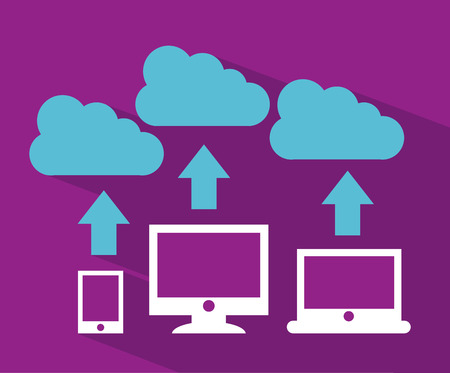 cloud computing over  purple  background のイラスト素材