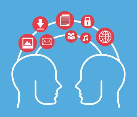 social media  over  blue  background のイラスト素材