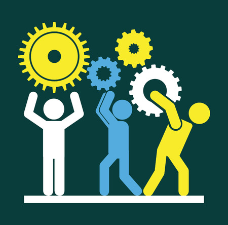 teamwork design over  blue background のイラスト素材