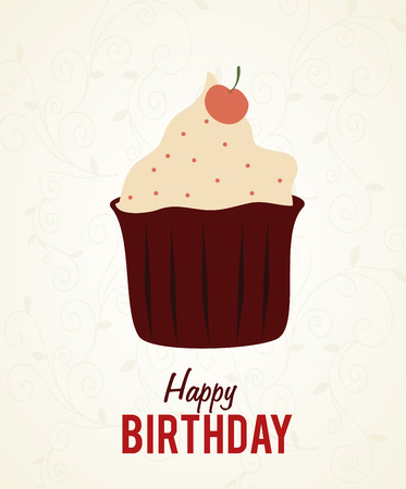 cup cake birthday over white  background vector  illustration  のイラスト素材
