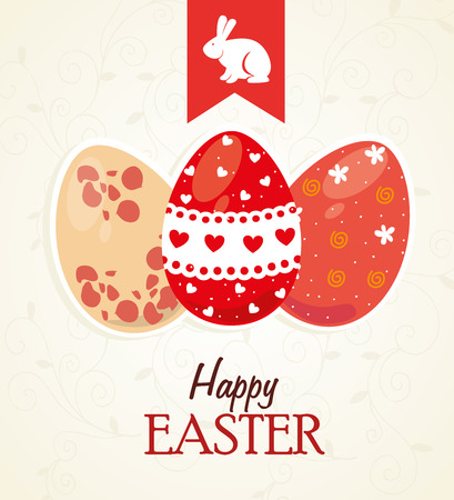 happy easter over   white  background vector illustrationのイラスト素材