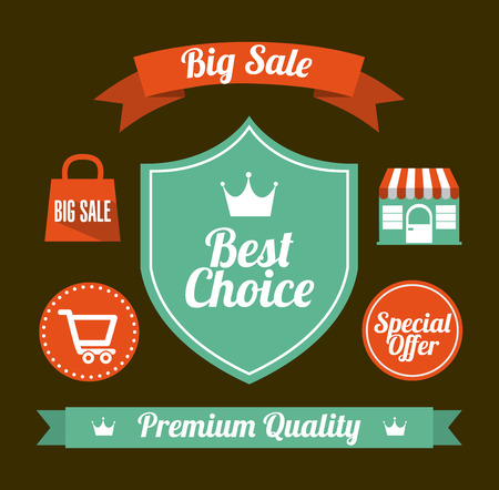 shopping labels design over brown  background illustrationのイラスト素材