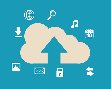 cloud computing over blue  background vector illustration のイラスト素材