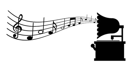 gramophone with musical notes, conceptual image, Vector illustrationのイラスト素材