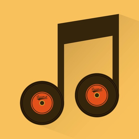 Musical notes with long play, vector illustrationのイラスト素材