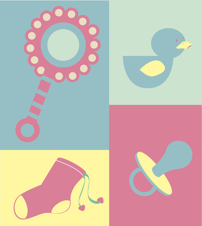 baby square shower over   background vector illustrationのイラスト素材