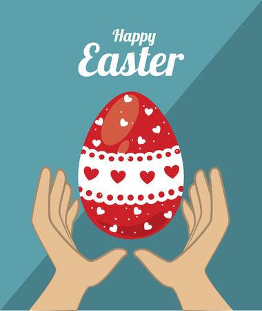 happy easter card design over blue background vector illustrationのイラスト素材
