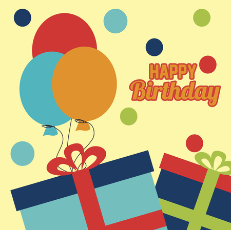 happy birthday  design over yellowish background vector illustration のイラスト素材