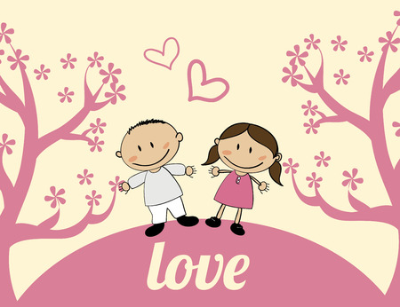 kids love design over yellowish background vector illustration  のイラスト素材