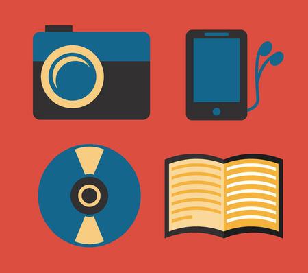 gadget and tecchnology design over  red background vector illustrationのイラスト素材