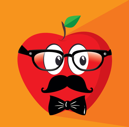 fruits apple cartoon design over orange background vector illustration    のイラスト素材
