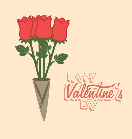 happy valentines day design over pink background vector illustration  のイラスト素材