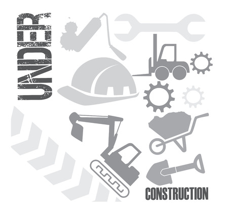 under construction over  background vector illustration のイラスト素材