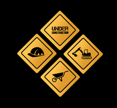 under construction over black background vector illustration のイラスト素材