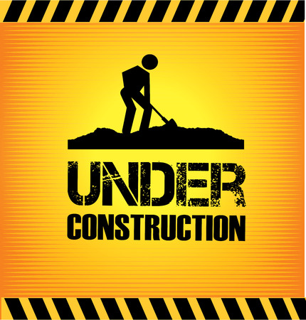 under construction over yellow  background vector illustration のイラスト素材