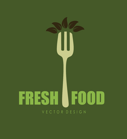 fresh food over green background vector illustration のイラスト素材